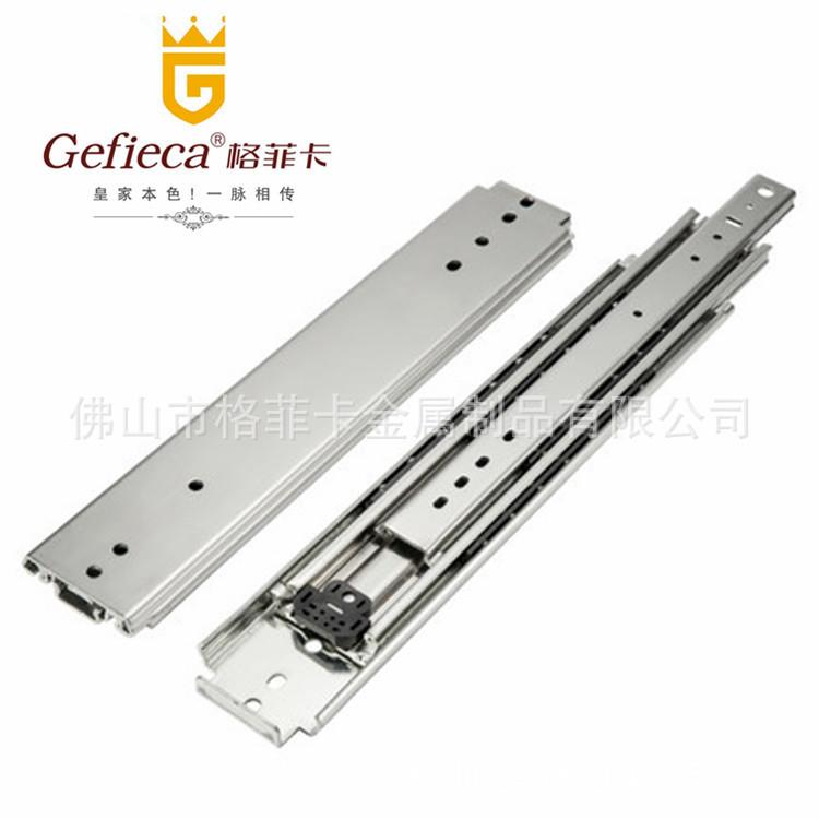 重型轨道76宽承重滑道机柜房车道轨工业导轨三节抽屉滑轨可加锁