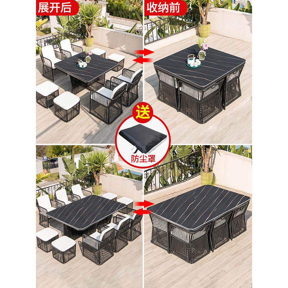 远茂户外铝合金藤椅桌椅套装室外庭院花园露天阳台茶桌椅组合桌椅
