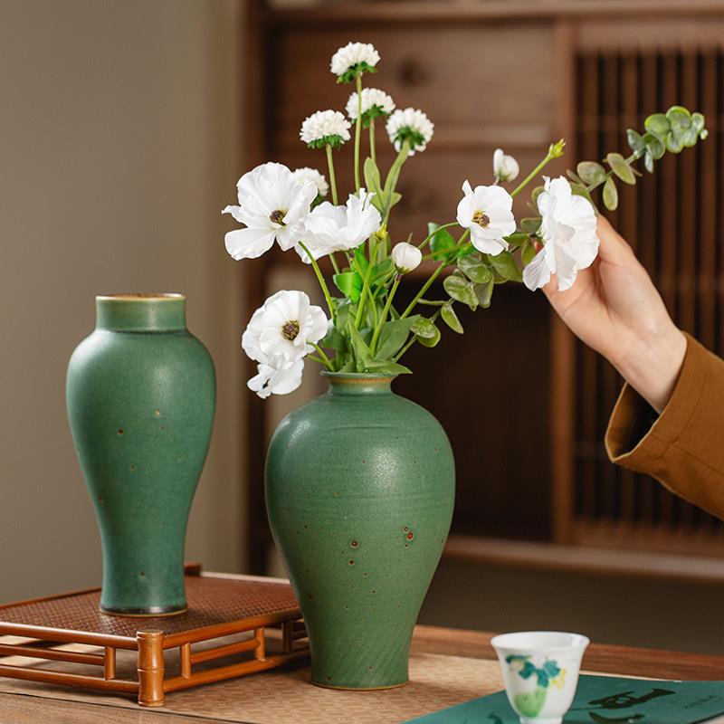 景德镇手工陶瓷花瓶复古粗陶花器窑变釉插花家居茶室民宿桌面摆件