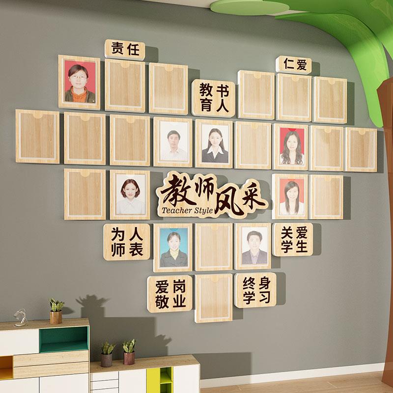 培训机构教师资简介文化大厅风采形象展示墙面装饰办公室照片墙贴