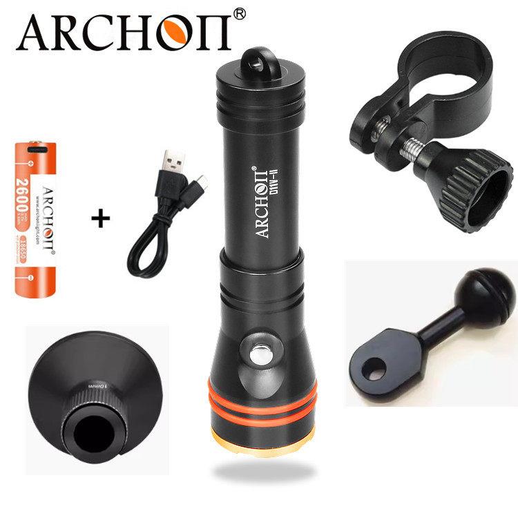 ARCHON奥瞳D11V-II 潜水摄影潜水补光手电筒 微距灯 带束光筒