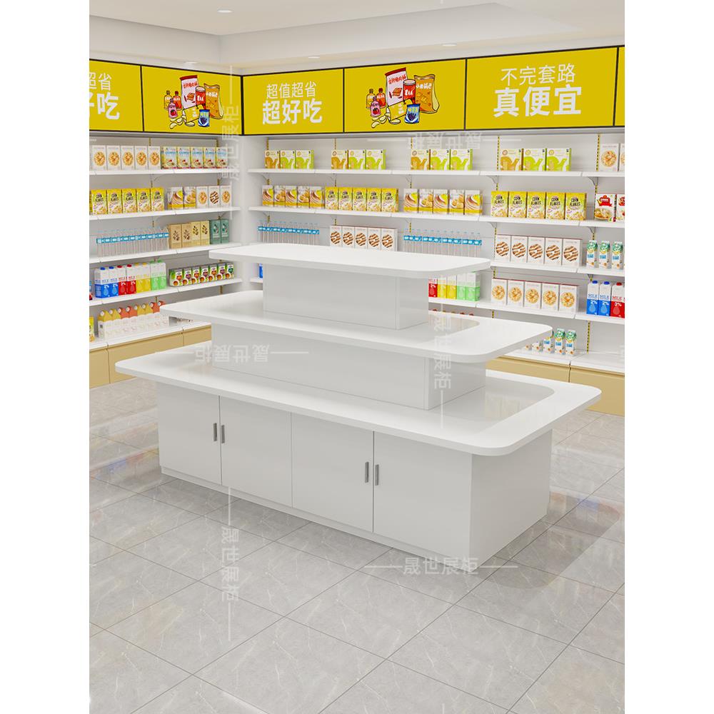 超市中岛台堆头促销摆台货架产品陈列架文具展示置物台样品展示柜