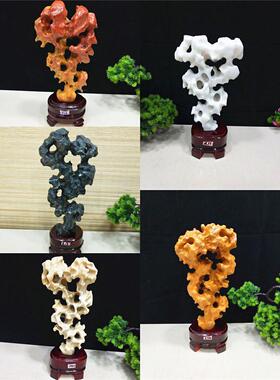 超值中式太湖石精品奇石摆件天然灵璧石观光石原石头送座收藏镇宅