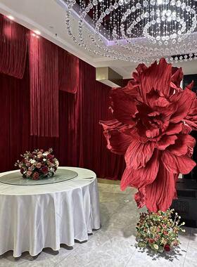 暗红色纸花花大型手工花巨型婚礼背景花装饰橱窗婚庆道具户外派对