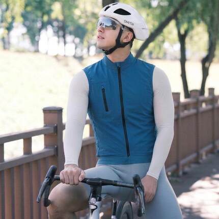 春秋男士骑行马甲风衣轻便防风防水自行车服双开拉链口袋透气网布