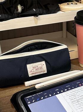 韩系简约文具袋ins日系女初高中生纯色高颜值个性笔袋拉链文具盒