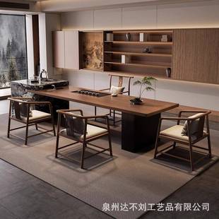 茶几 宋代美学实木岛台茶桌椅组合轻奢高级感家用茶台办公室新款