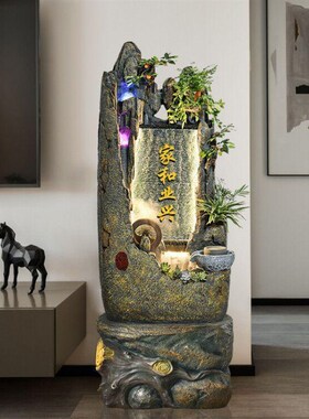 假山流水b幕墙喷泉开业礼品落地屏风摆件办公室招财风水轮客厅装