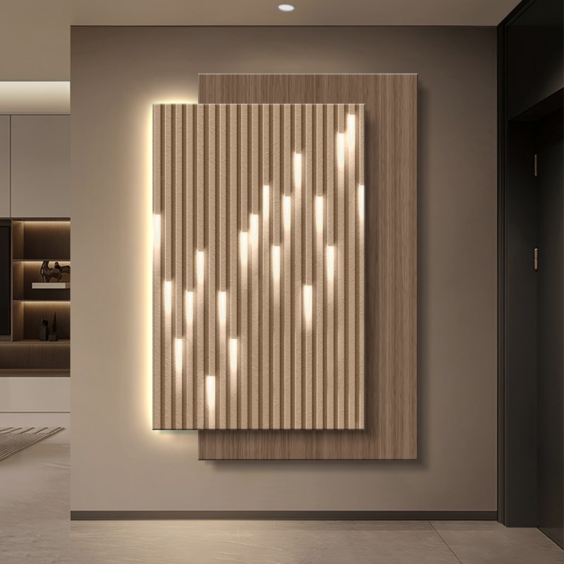 高级感玄关装饰画抽象格栅客厅带灯壁画轻奢创意立体过道走廊挂画