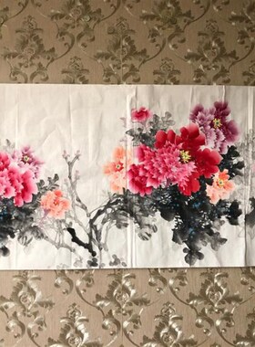 牡丹富贵花开纯手绘写意花鸟国画风水字画客厅卧室办公室装饰挂画