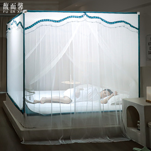 蚊帐防摔儿童支架固定加密加厚三开门1.5m1.8米床家用2021年新款