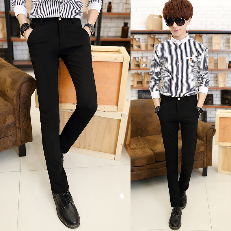 秋冬季男士休闲小脚长裤子韩版修身青少年小西裤搭配西装潮流男装