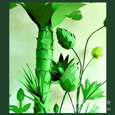 春季主题手d工纸艺绿植橱窗装饰商场展会舞台场景布置落地艺术纸