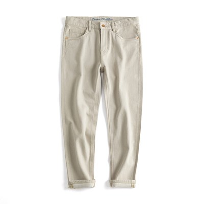 夏季不掉色牛仔裤男士九分裤杏色微宽松小直筒弹性薄款2个裤长选