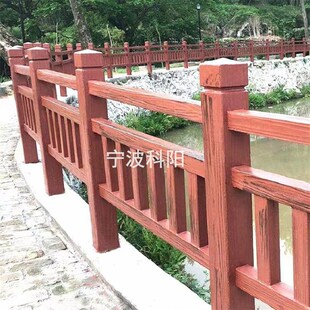 仿古木纹护栏f新农村建设河道景区混泥土防护围栏水泥仿木栏杆厂