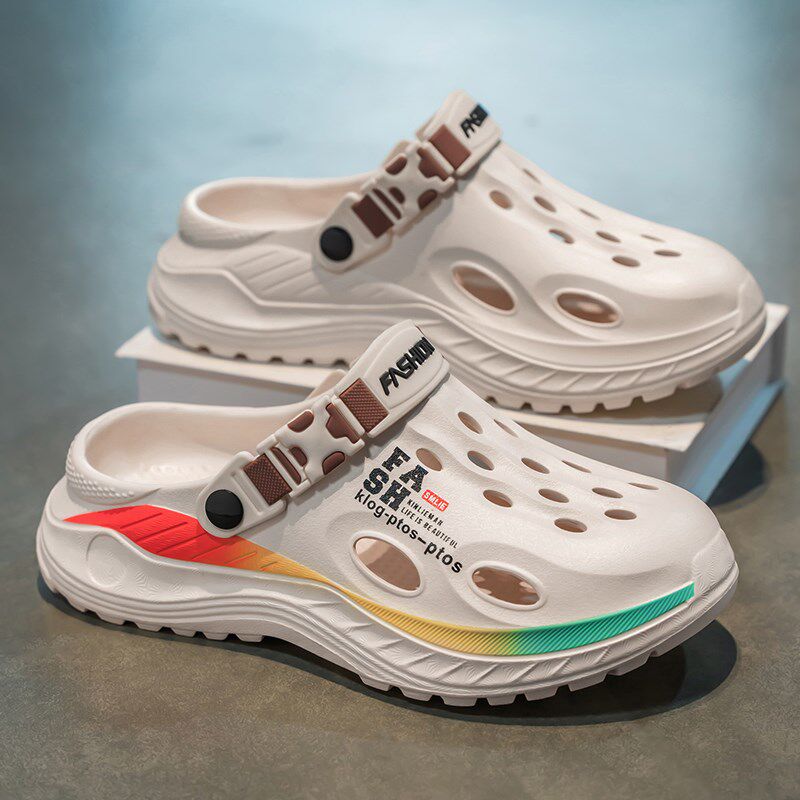 洞洞鞋男夏季外穿防滑厚底海边沙滩凉鞋男士户外开车运动包头拖鞋