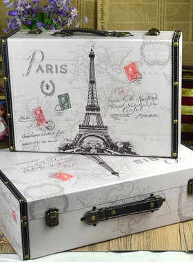 婚纱影楼摄影道具外景拍照橱窗摆件复古手提箱子老式木箱仿古皮箱