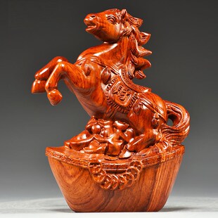 实木马摆件中式花梨木雕马到成功工艺品办公室桌装饰家居酒柜摆件