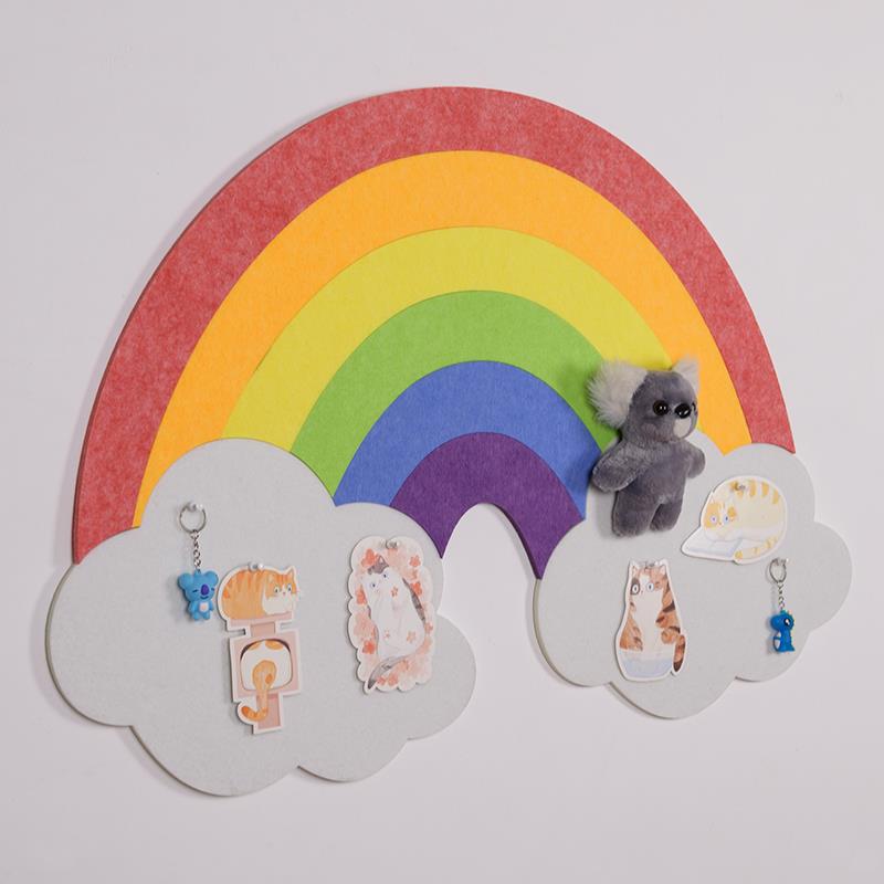 杏双彩虹毛毡墙贴ins风房间装饰软木板照片墙留言板幼儿园背景墙