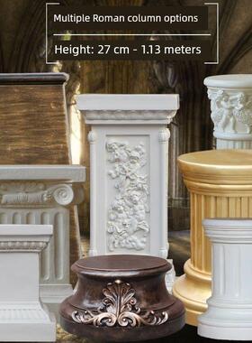 罗马柱欧式雕塑展示台白色圆形底座婚庆路引花园门厅摆件方形影视