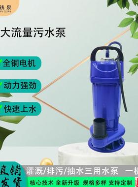 WQ系列大流量24v潜污泵农用家用排灌48/60v污水泵养殖废水抽水泵