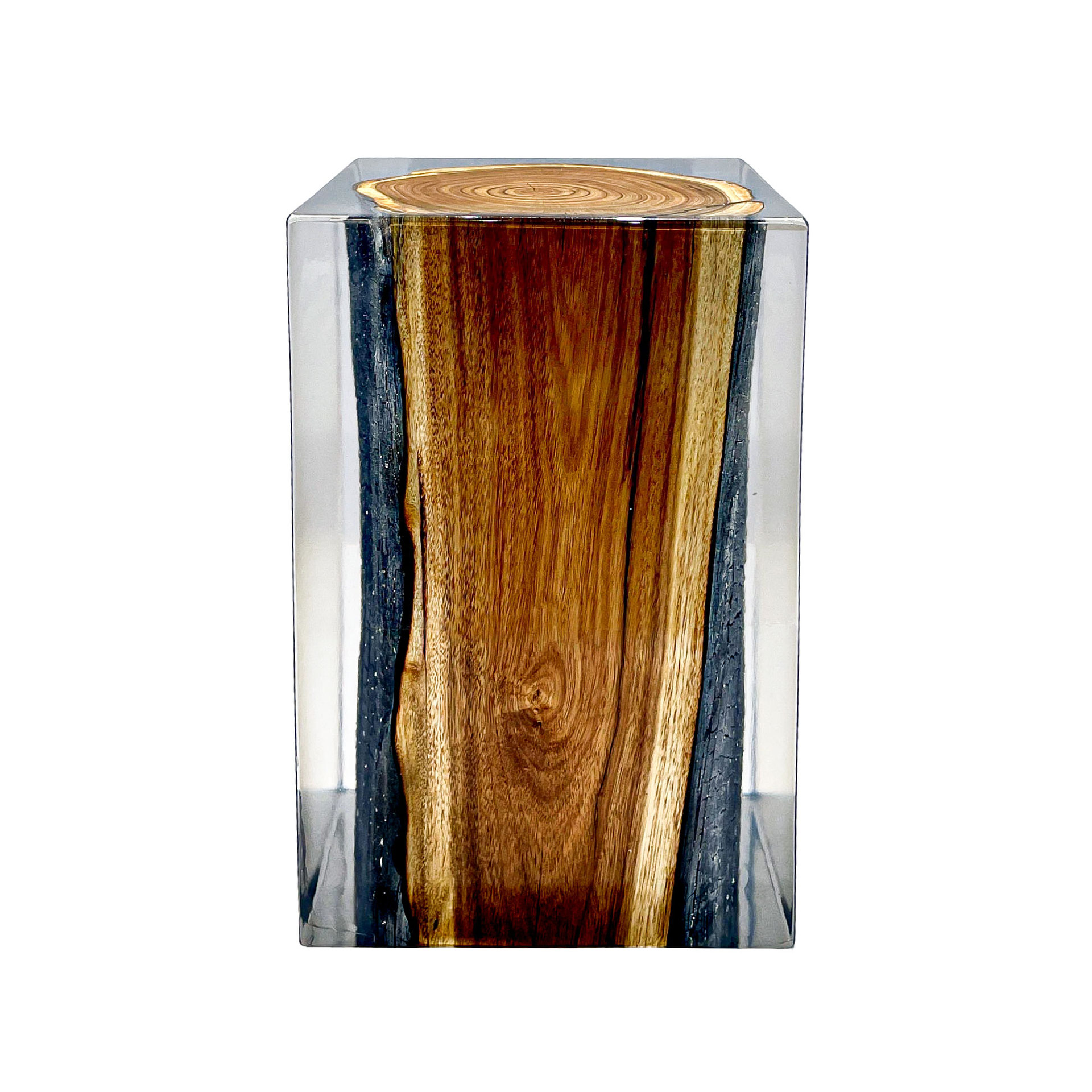 工厂定制相思木水晶木墩展厅客厅矮凳摆件软装饰品亚克力树脂边几