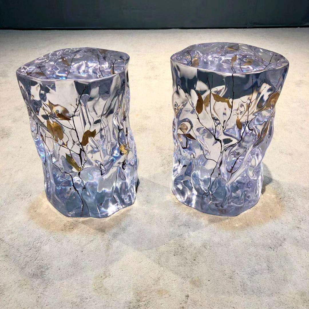 工厂直供亚克力环氧树脂墩子水晶木墩客厅展厅墩子软装饰品可定制
