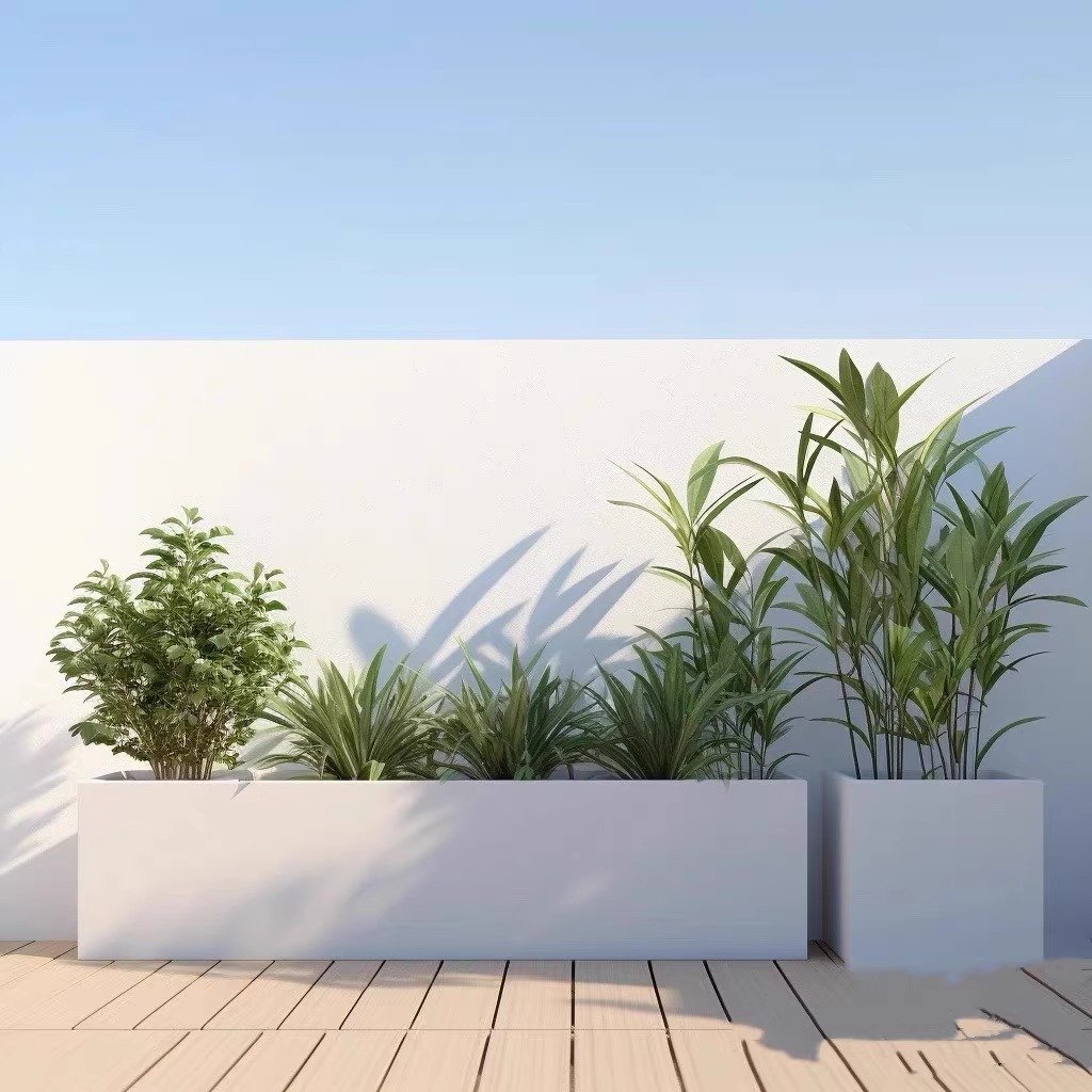 不锈钢花箱户外种植箱隔断围栏组合铁艺长方形售楼部餐厅造景花槽