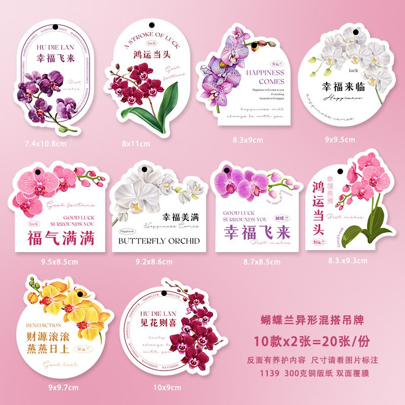蝴蝶兰保养异形吊牌现货新年盆栽吊卡养护说明卡片设计