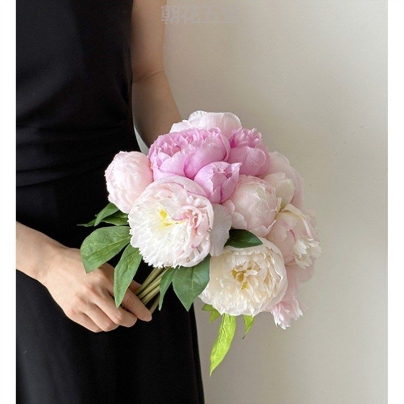 彷生感中式芍药彷高级陶瓷花瓶插花真花假花摆设摆件花束青花瓷新,家居饰品,仿真花/假花,淘宝优惠券,粉丝福利购,淘宝优惠卷