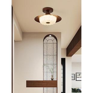 全新中式风格Led护眼入口通道吸顶灯法式覆古胡桃木厨房阳台实木