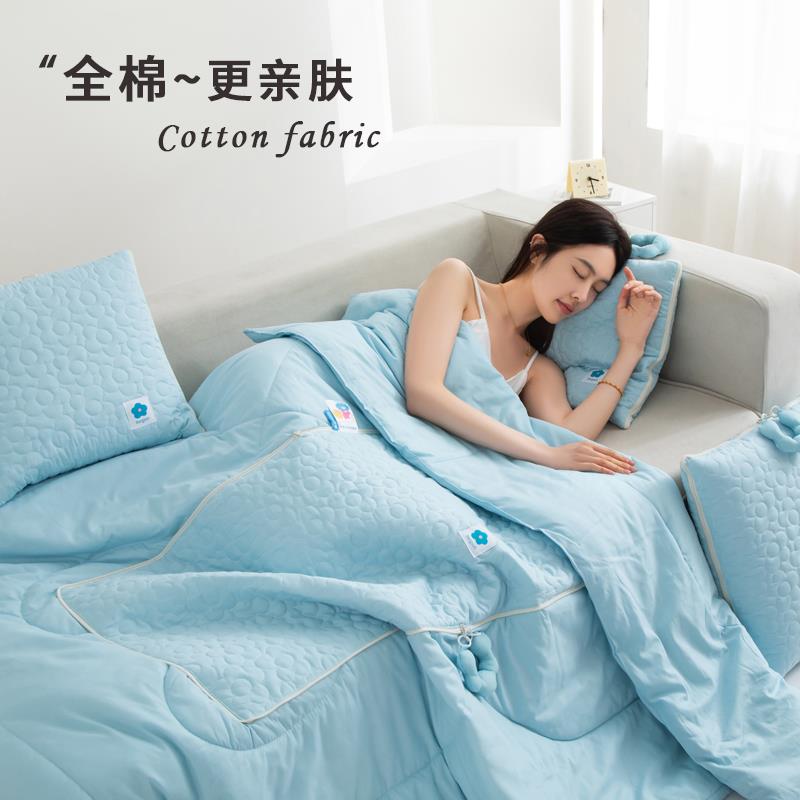 可手拎抱枕被子两用全棉二合一车载靠垫办公室纯棉午睡被空调被子