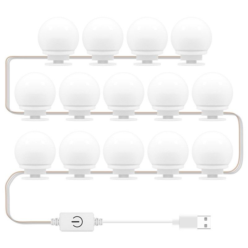 led镜子灯三色调光镜前灯USB触碰式开关化妆台好莱坞补光化妆镜灯,家装灯饰光源,室内LED灯带,淘宝优惠券,粉丝福利购,淘宝优惠卷