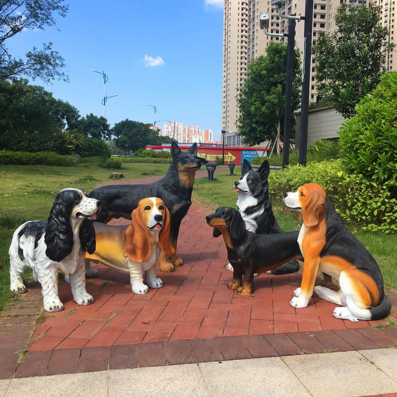 户外仿真牧羊犬玻璃钢雕塑狼狗客厅花园庭院树脂动物模型装饰摆件