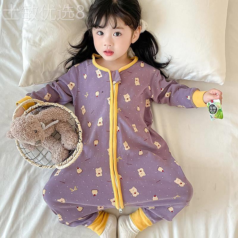 儿童连体睡衣男女童宝宝睡袋四季通用纯棉秋冬婴儿恒温分腿防踢被