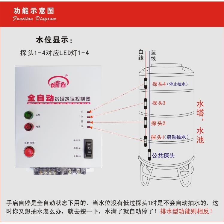 全自动水位控制器水塔水箱上水排水开关水位显示缺水保护电机水泵