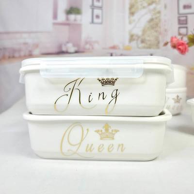 可加热陶瓷碗饭盒分隔型微波炉密封上班族分格碗便当盒三格保鲜盒