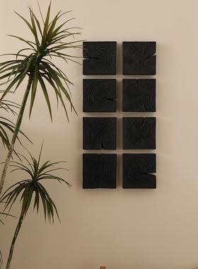 服装店艺术吊坠碳化年轮Wabi-Sabi风格的装饰品，墙上挂，中世纪