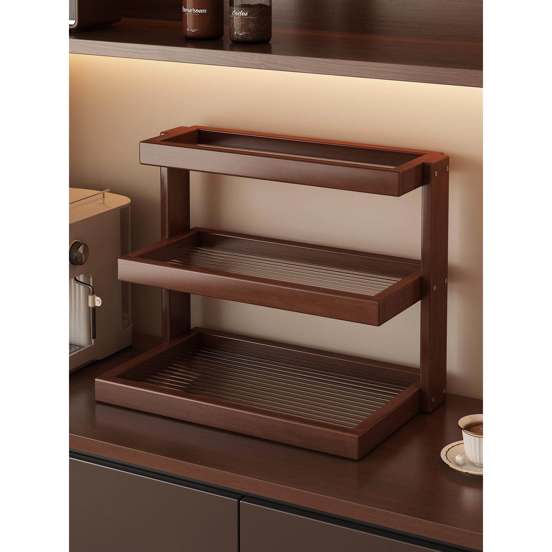 桌面杯架茶桌置物架非实木新中式博古架桌上茶具茶杯小型收纳架子