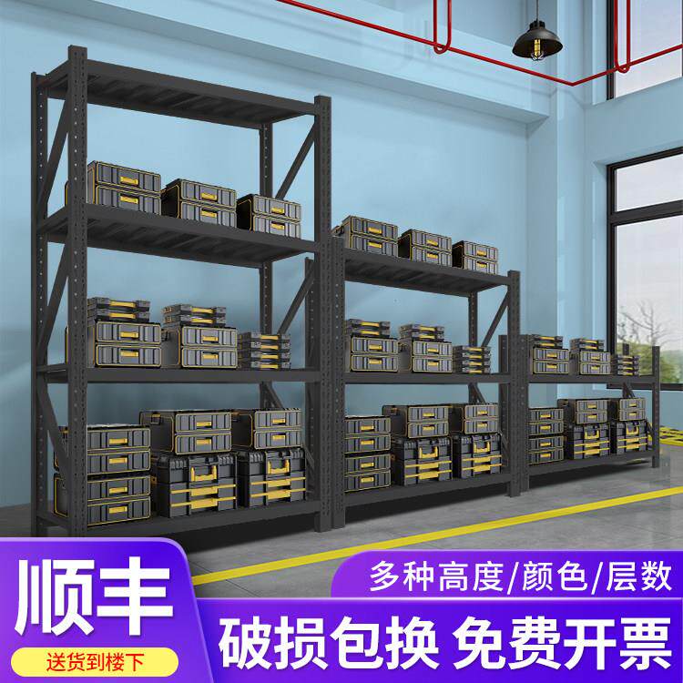 黑色仓储货架置物架多层仓库库房家用地下室健身房1.5米1.8铁架子