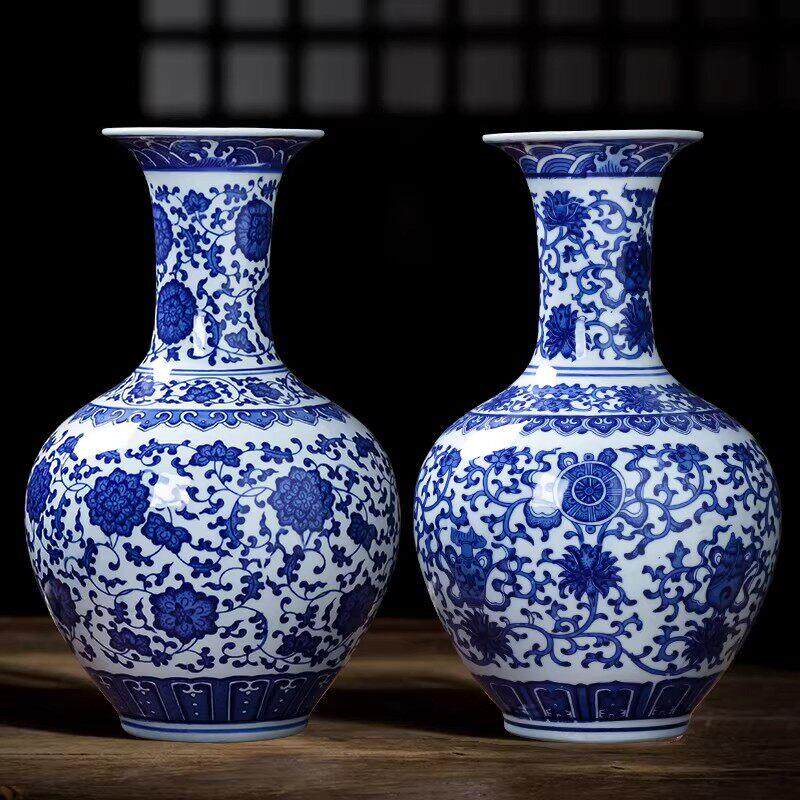 景德镇陶瓷青花瓷花瓶摆件客厅插花花器新中式家居装饰品瓷器瓷瓶