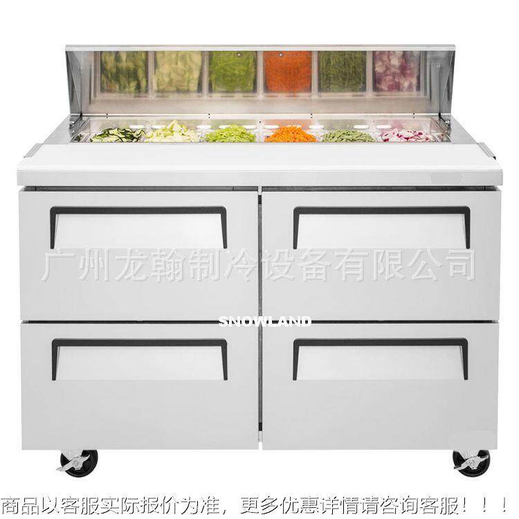 美式三文治披萨凉菜沙展拉台藏工作台材料示不锈钢冷带4柜494抽屉