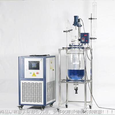 厂家SF   S21双取层玻璃反验应釜10L不锈钢实室0萃蒸馏双层玻璃反