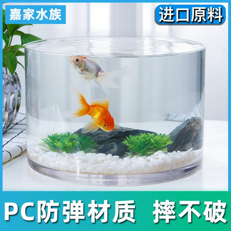 鱼缸客厅小型生态造景防摔桌面超白PC无缝塑料非玻璃迷你网红裸缸