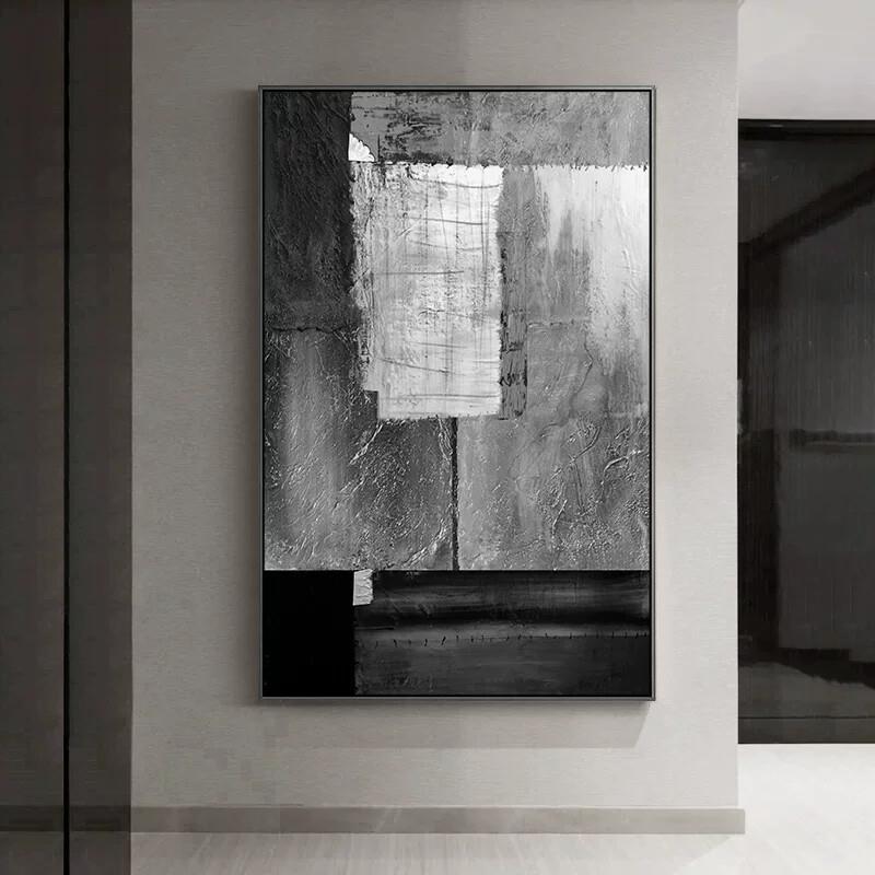 工业风壁画黑白抽象装饰画后现代玄关走廊过道小众创意高级感挂画