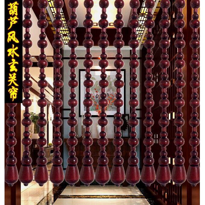 实木葫芦风水门帘木珠帘隔断窗复古中国风帘子客厅玄关卧室化妆室