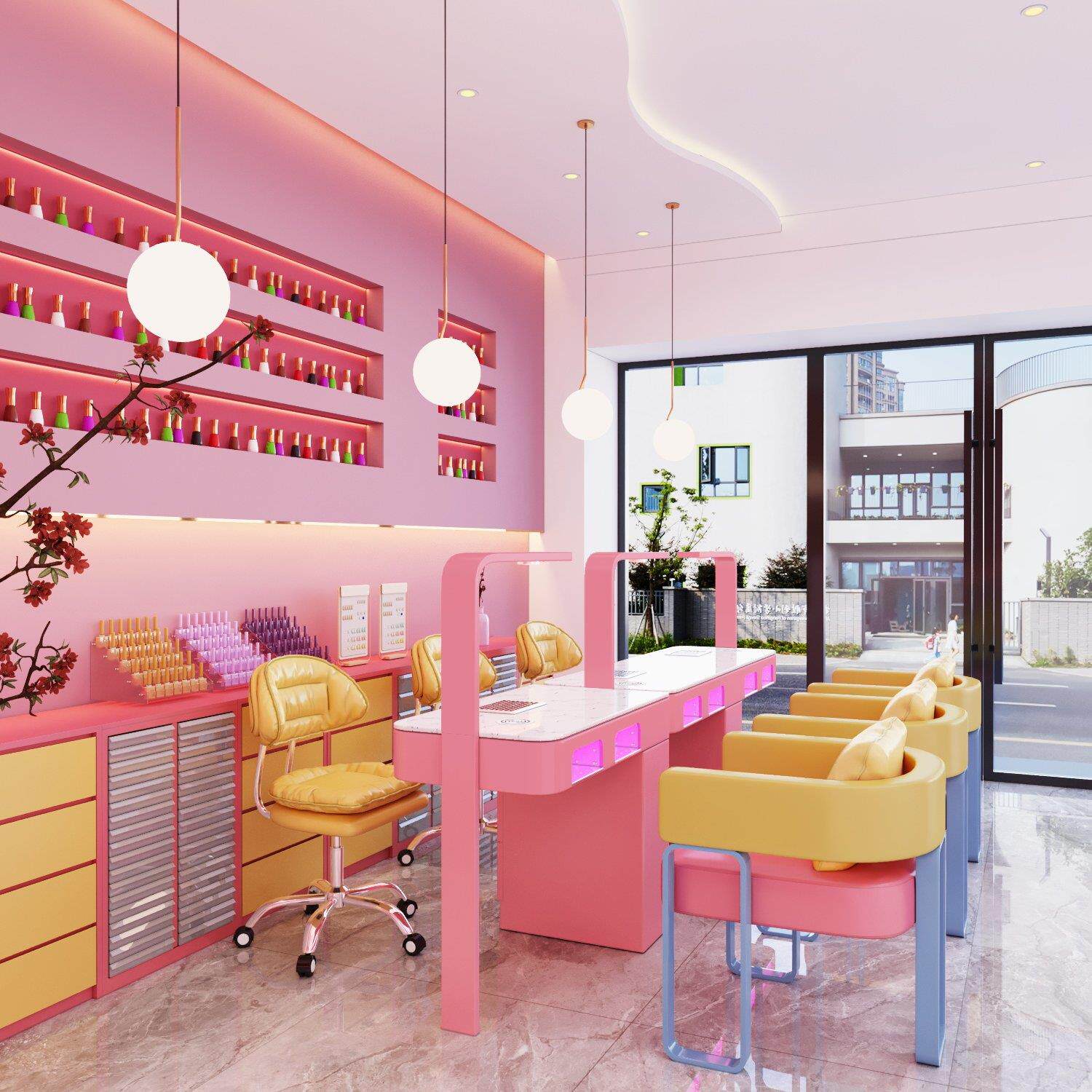 【送货包安装】意茗师M2大功率吸尘器烤灯大理石美甲桌椅套装高端