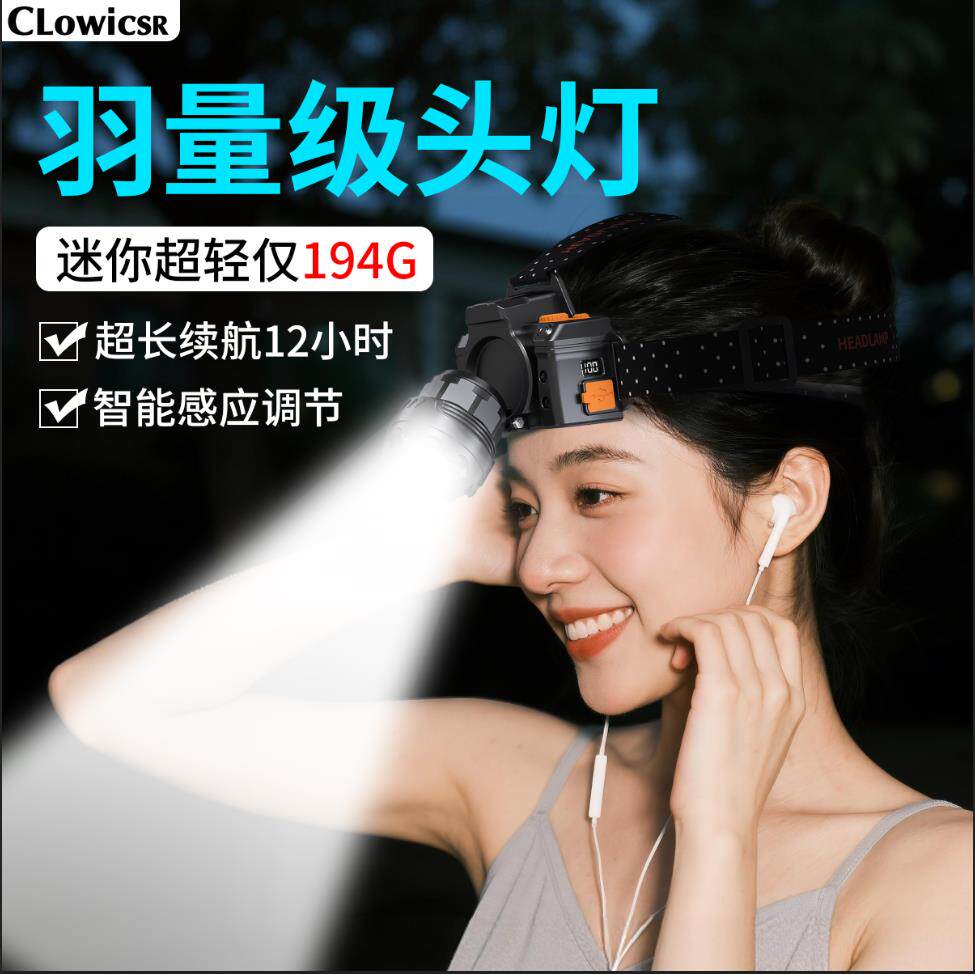 头戴式强光头灯2025新款钓鱼专用户外登山夜钓感应超长续航矿灯