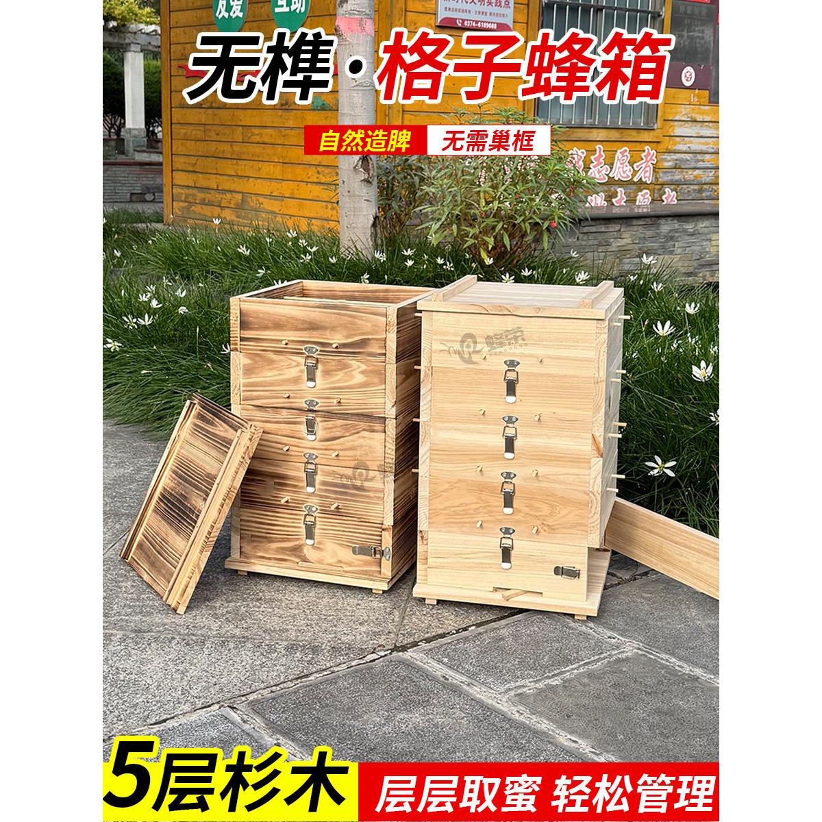 蜂荣格子箱五层杉木蜂箱带观察窗中蜂土蜂适用厂家直销售后无忧