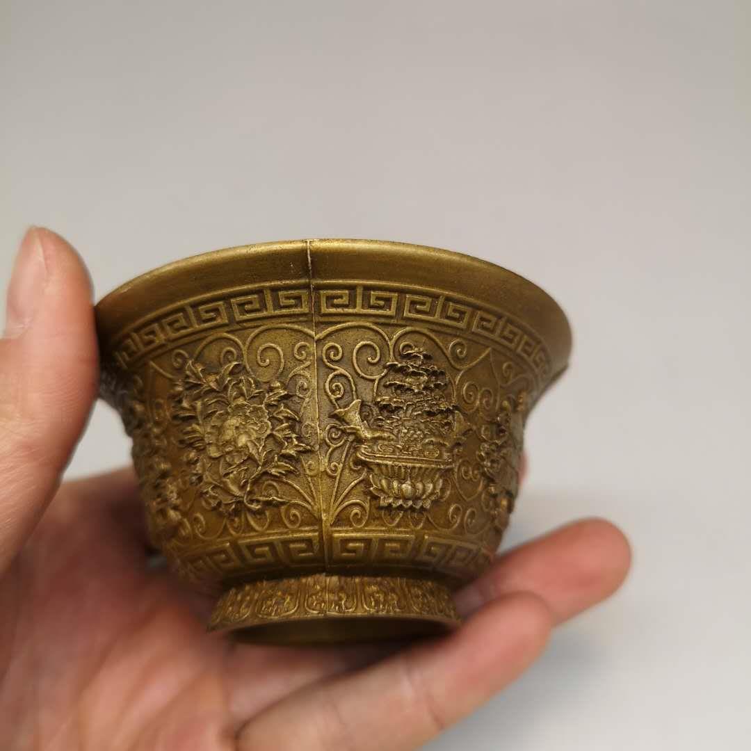 七供净水杯碗纯铜碗铜钵盏盅关公供水碗圣水杯八供杯客厅桌面摆件